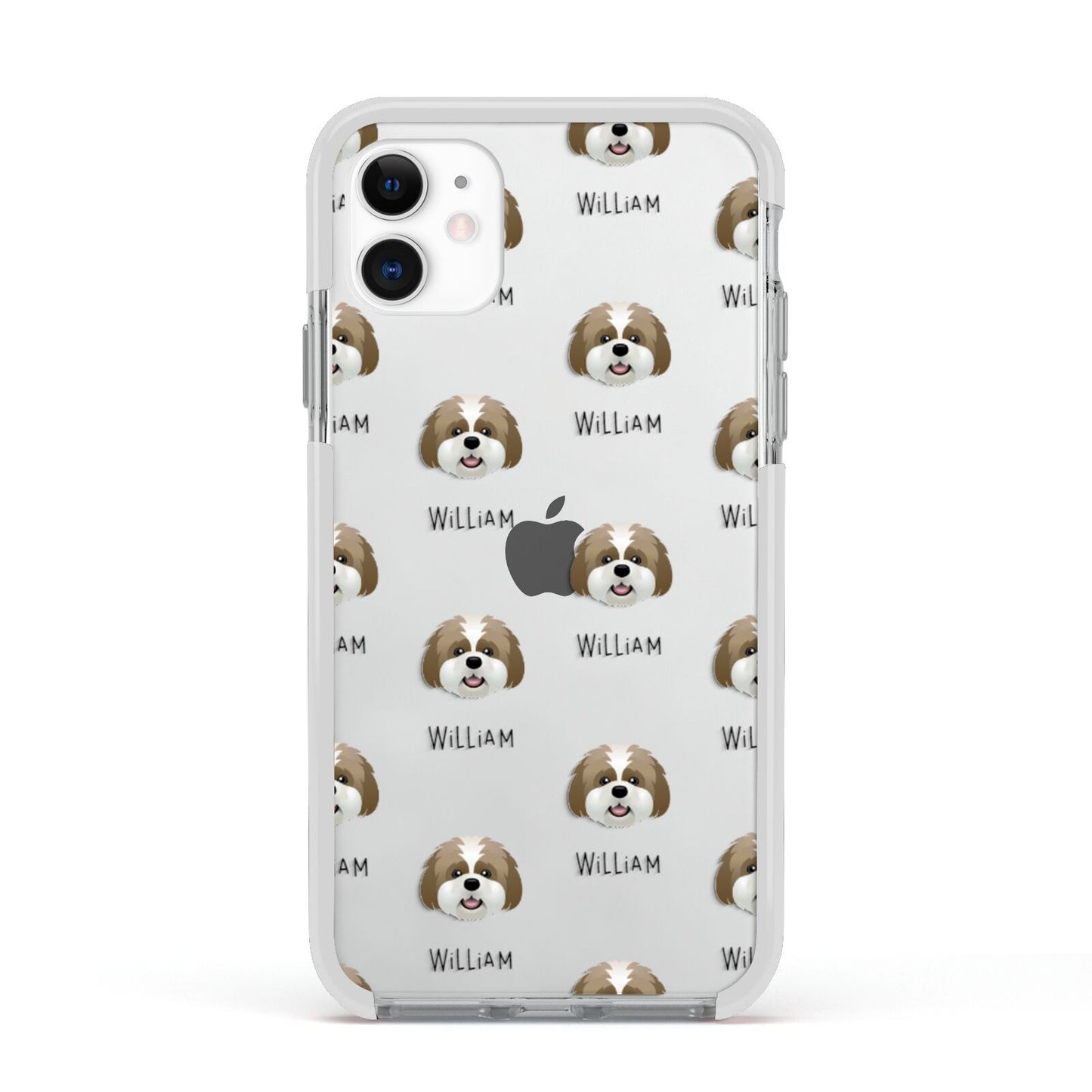 Lhatese Icon with Name Apple iPhone 11 in White with White Impact Case