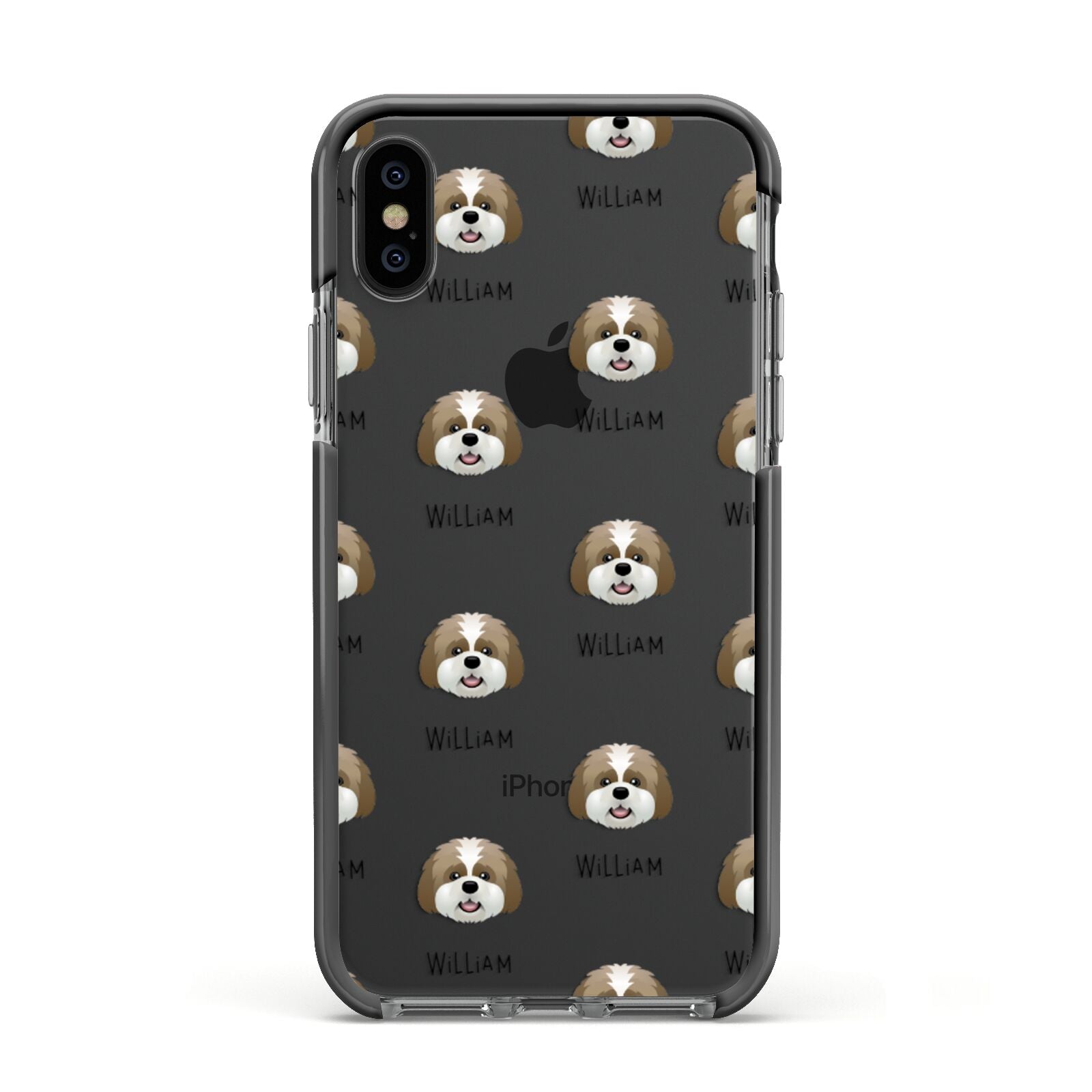 Lhatese Icon with Name Apple iPhone Xs Impact Case Black Edge on Black Phone