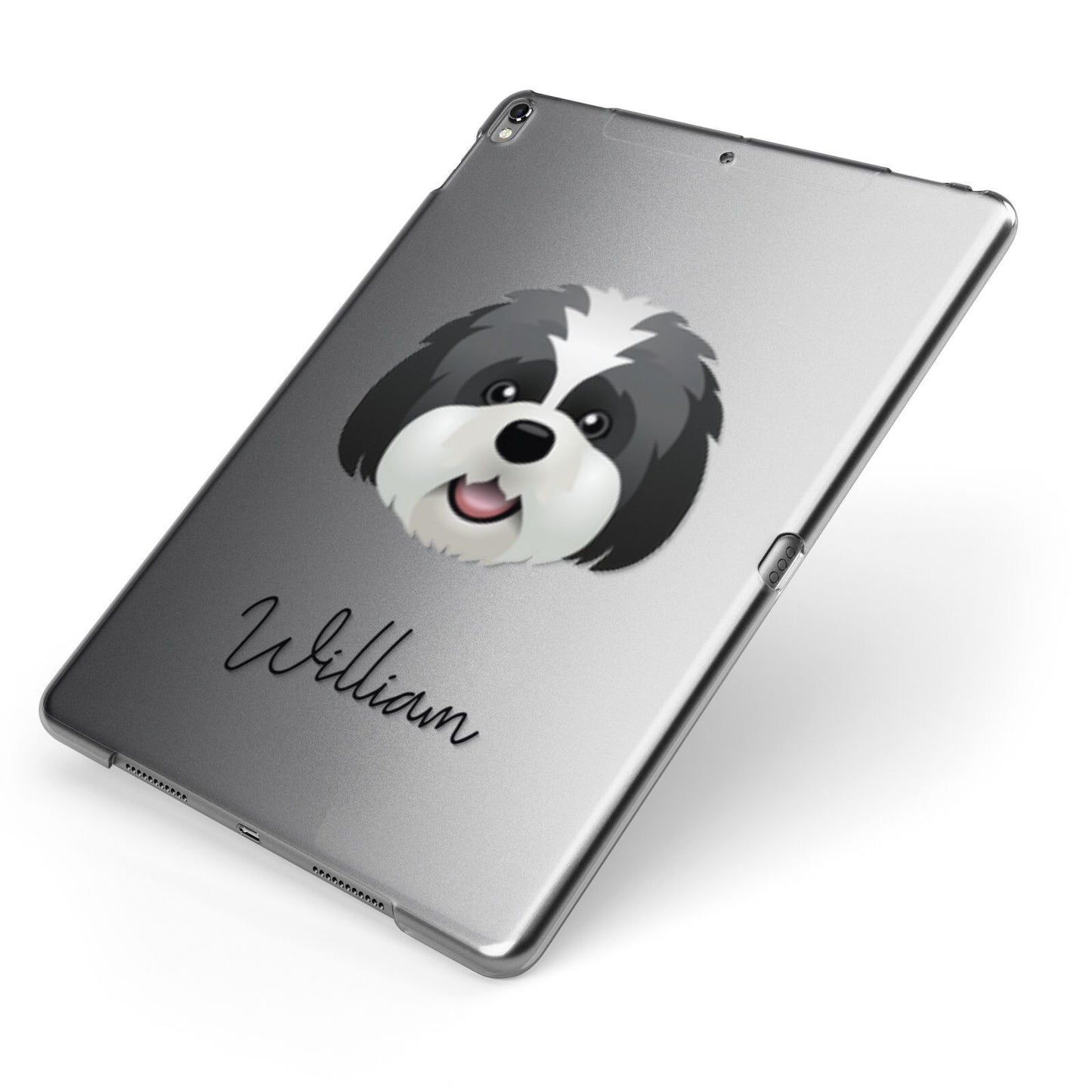 Lhatese Personalised Apple iPad Case on Grey iPad Side View