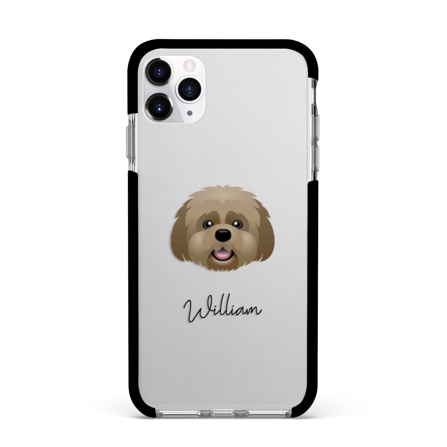 Lhatese Personalised Apple iPhone 11 Pro Max in Silver with Black Impact Case