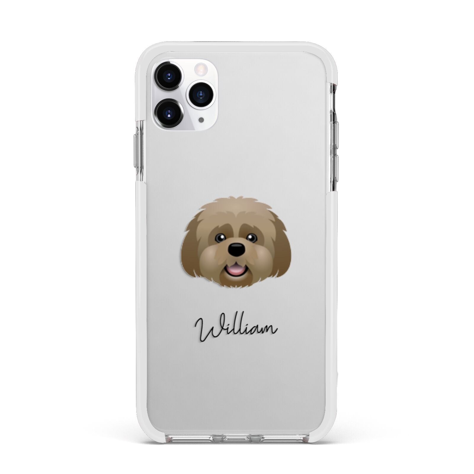 Lhatese Personalised Apple iPhone 11 Pro Max in Silver with White Impact Case