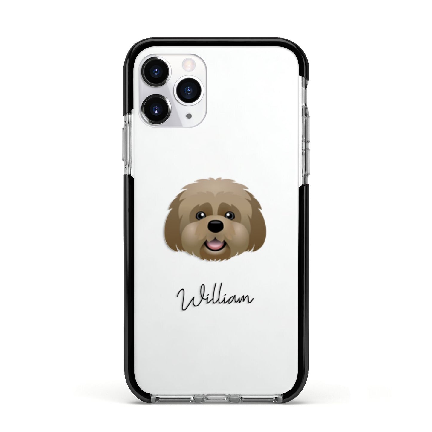 Lhatese Personalised Apple iPhone 11 Pro in Silver with Black Impact Case