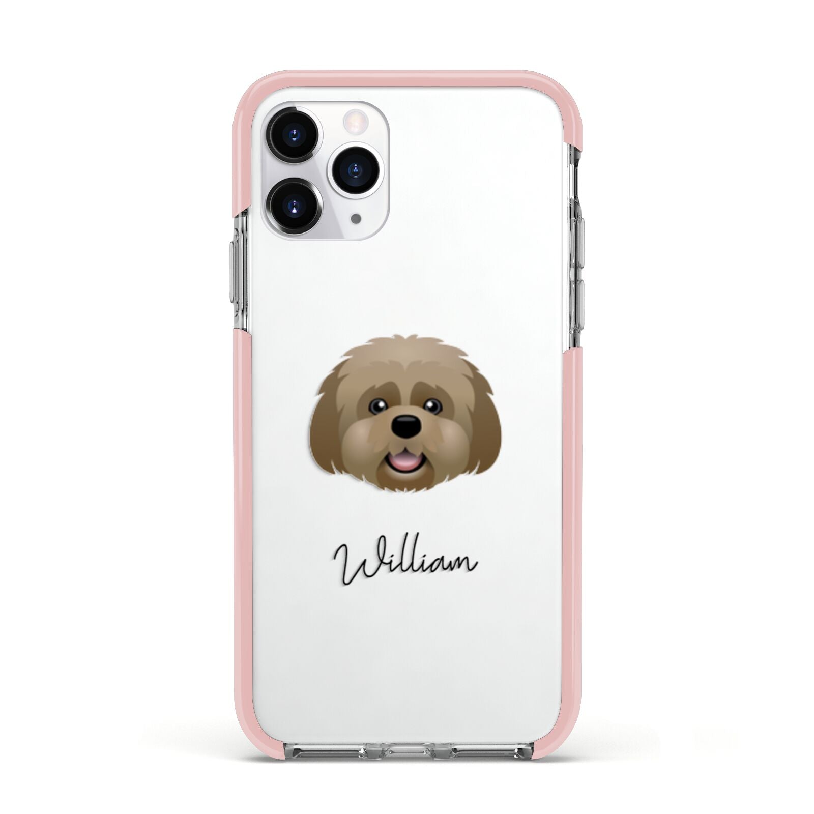 Lhatese Personalised Apple iPhone 11 Pro in Silver with Pink Impact Case