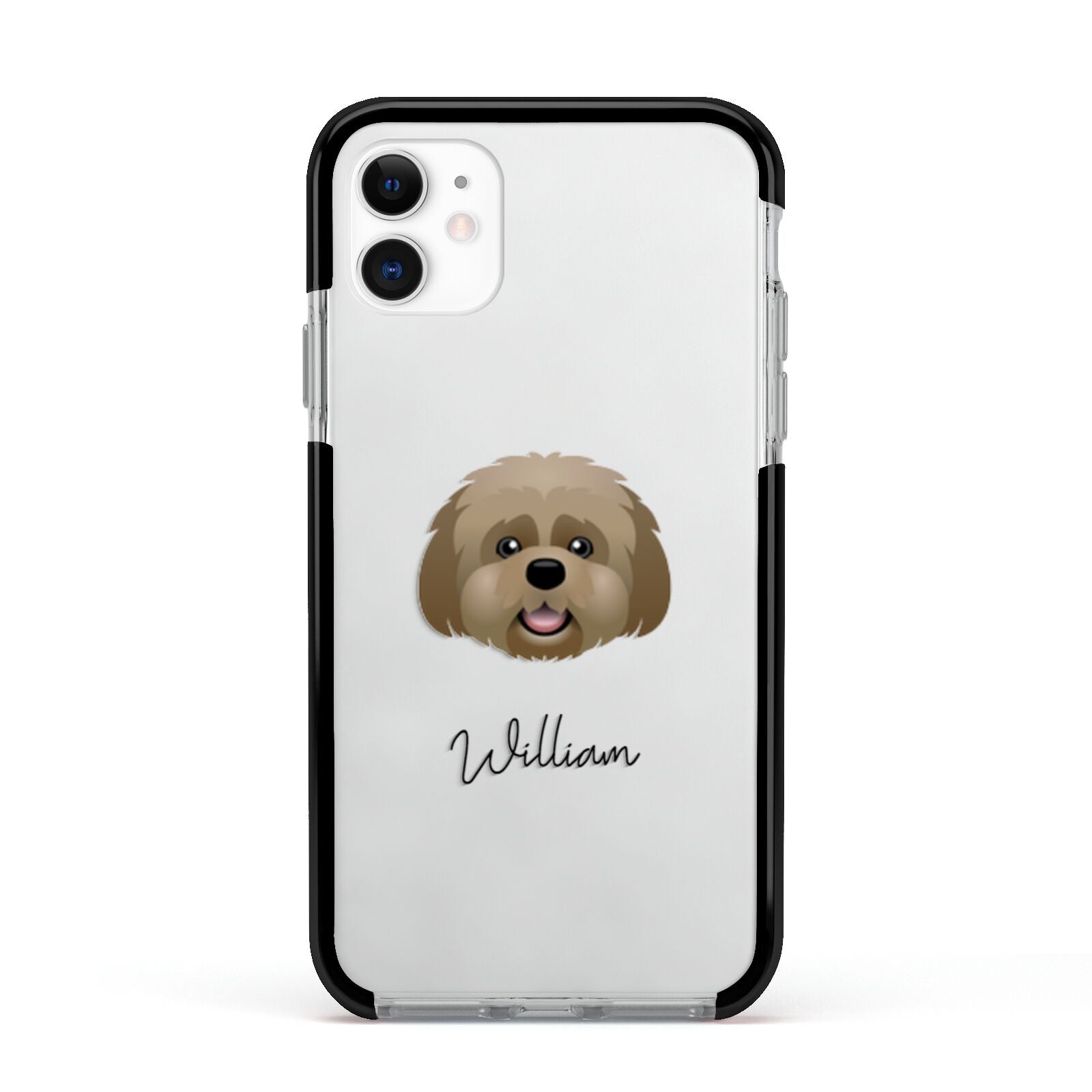 Lhatese Personalised Apple iPhone 11 in White with Black Impact Case