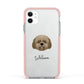 Lhatese Personalised Apple iPhone 11 in White with Pink Impact Case