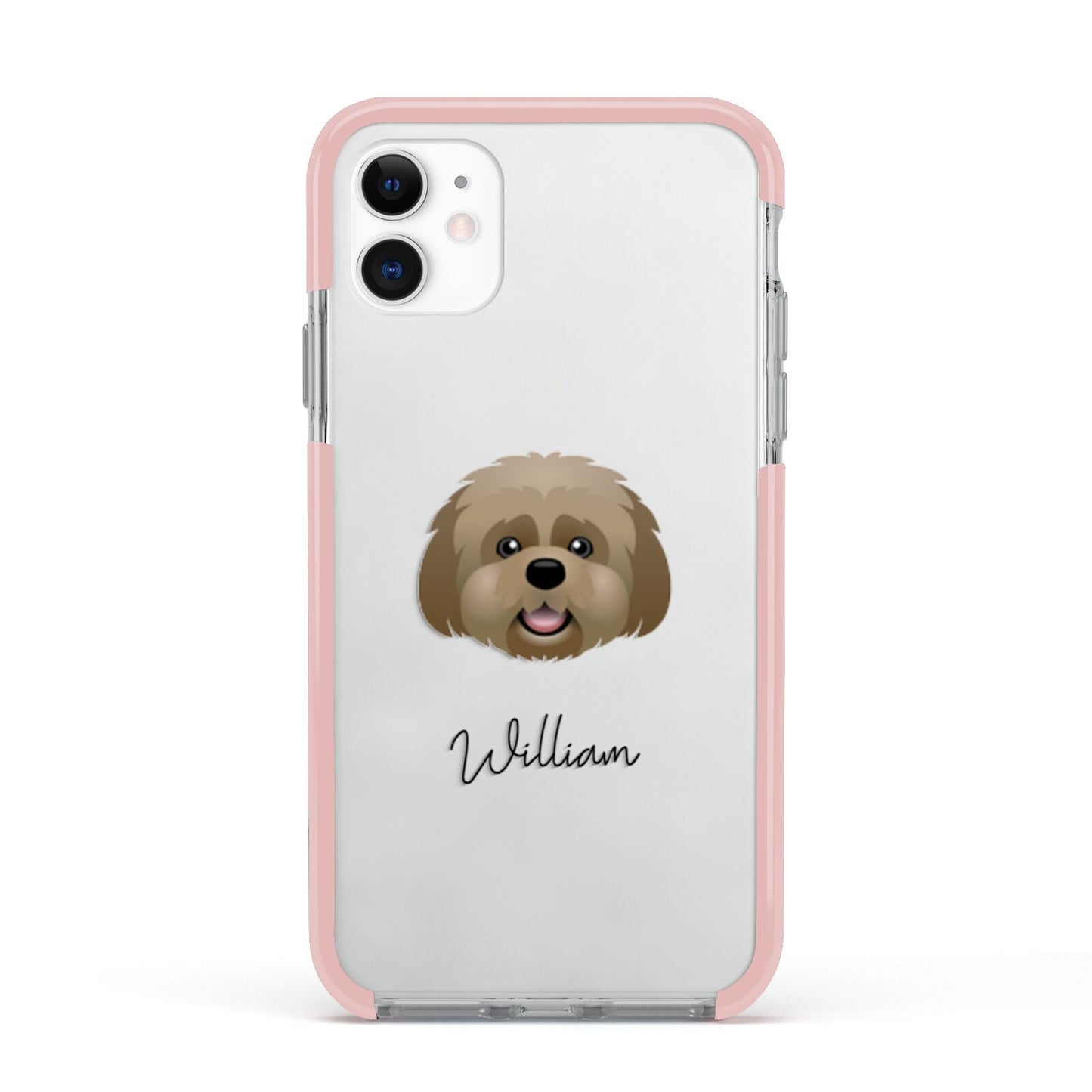 Lhatese Personalised Apple iPhone 11 in White with Pink Impact Case