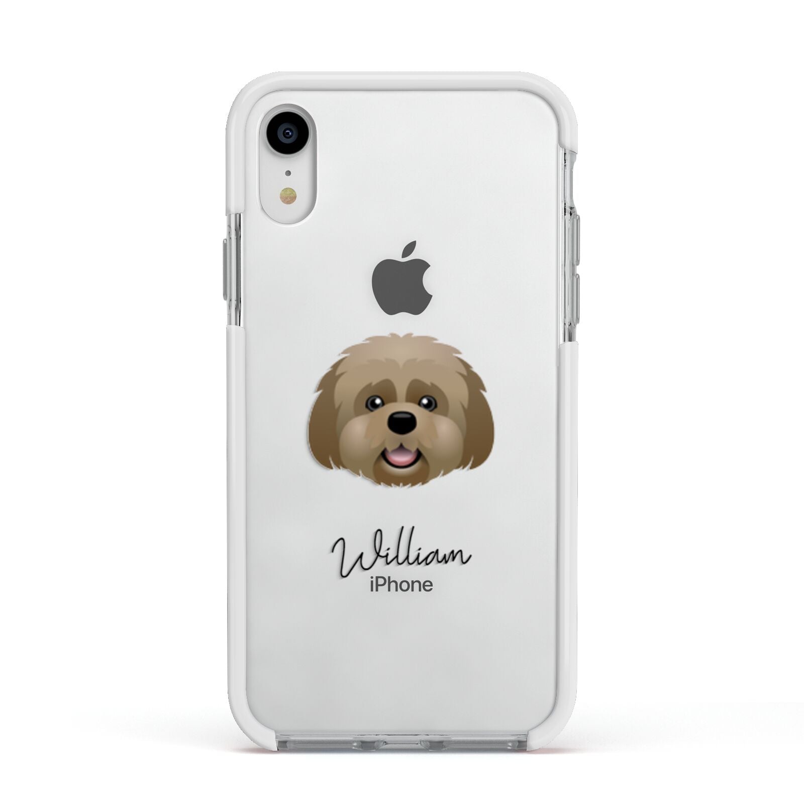 Lhatese Personalised Apple iPhone XR Impact Case White Edge on Silver Phone
