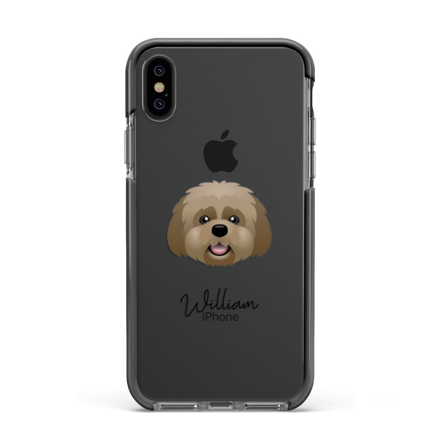 Lhatese Personalised Apple iPhone Xs Impact Case Black Edge on Black Phone