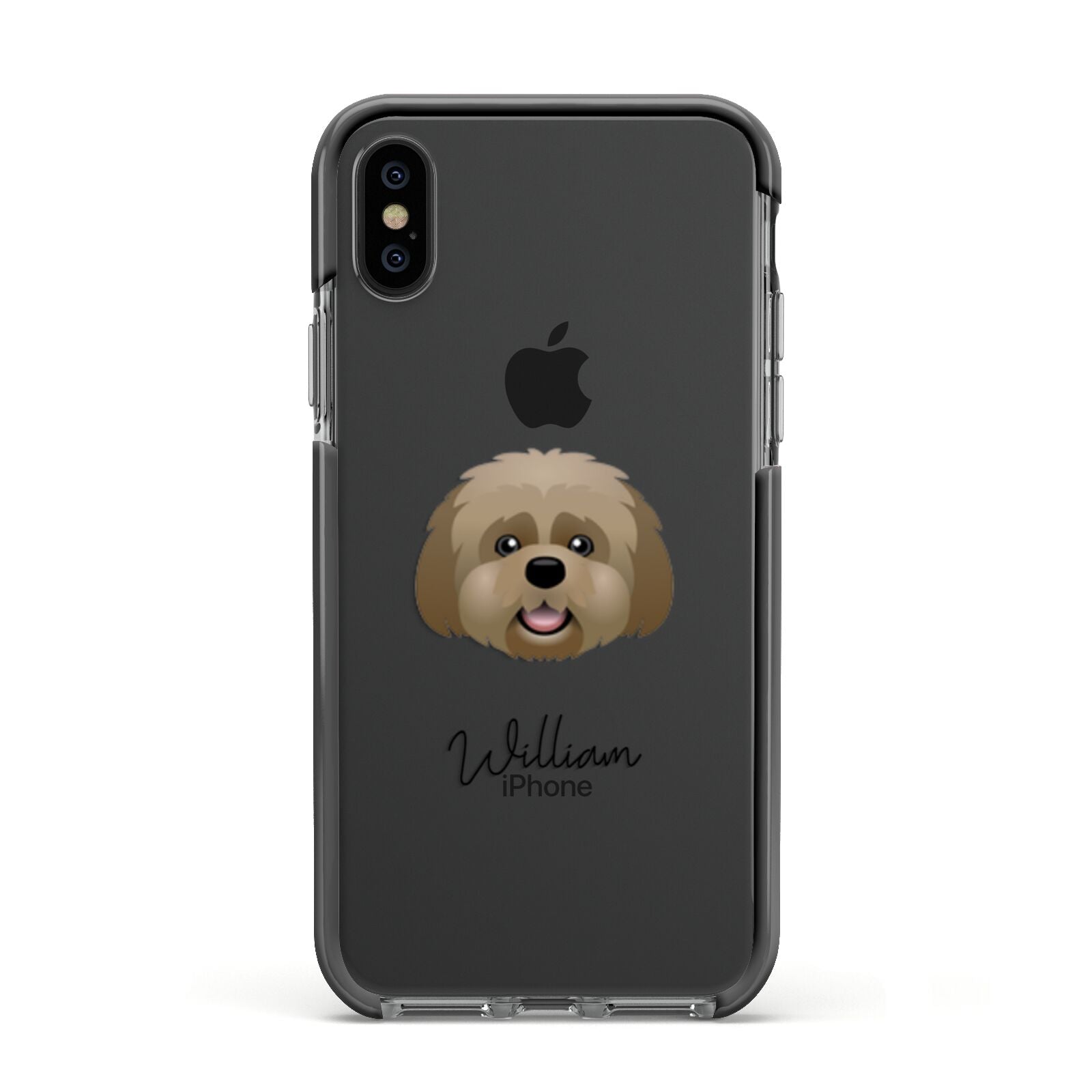 Lhatese Personalised Apple iPhone Xs Impact Case Black Edge on Black Phone