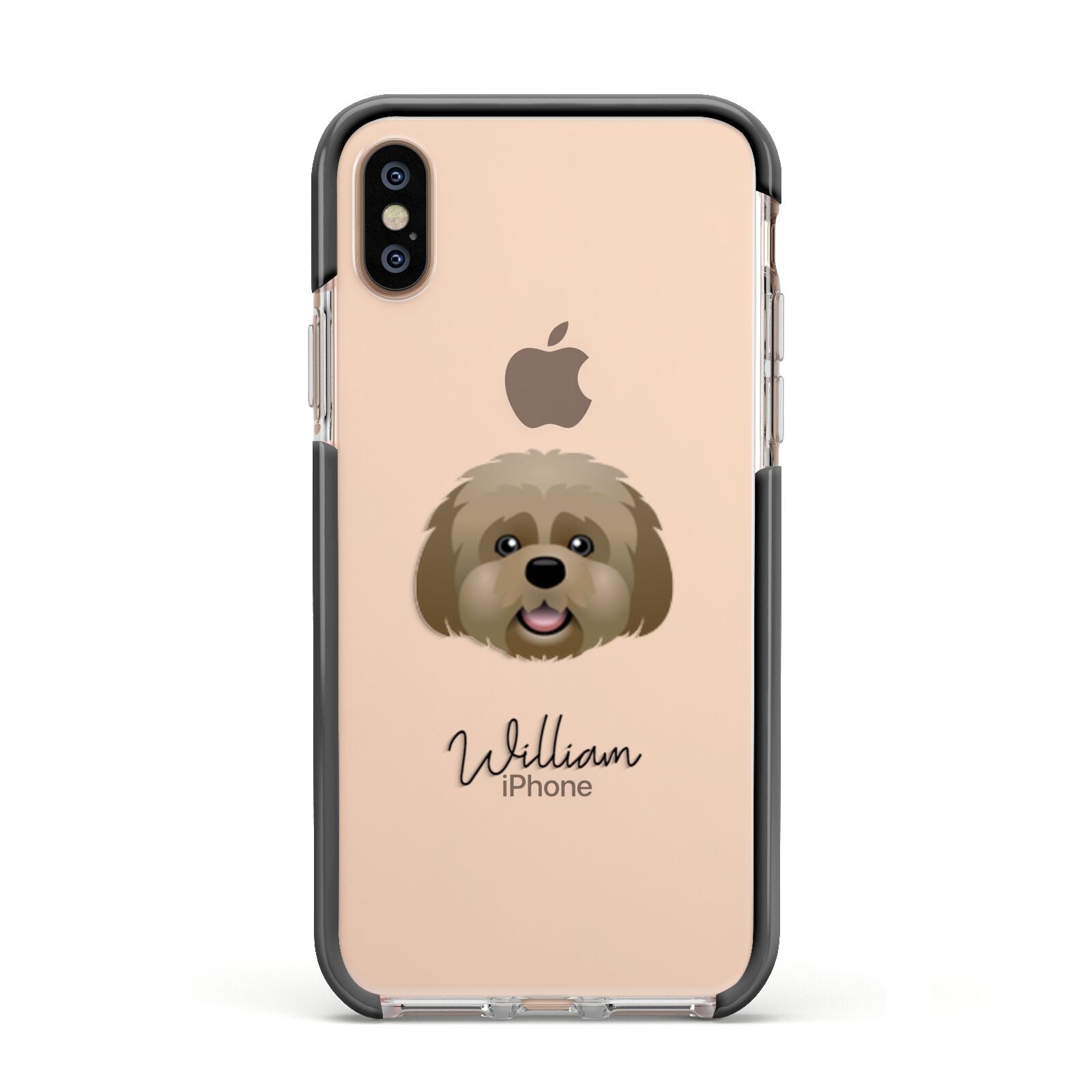 Lhatese Personalised Apple iPhone Xs Impact Case Black Edge on Gold Phone