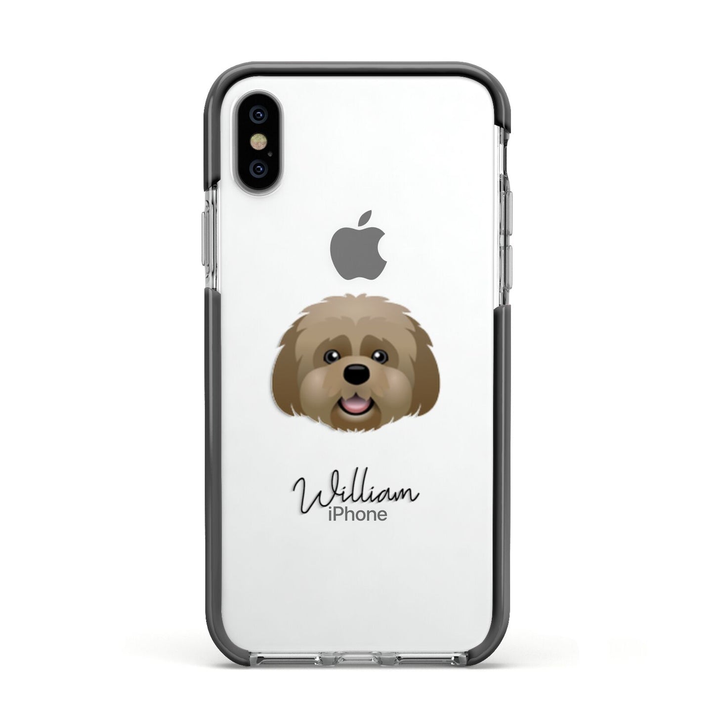 Lhatese Personalised Apple iPhone Xs Impact Case Black Edge on Silver Phone