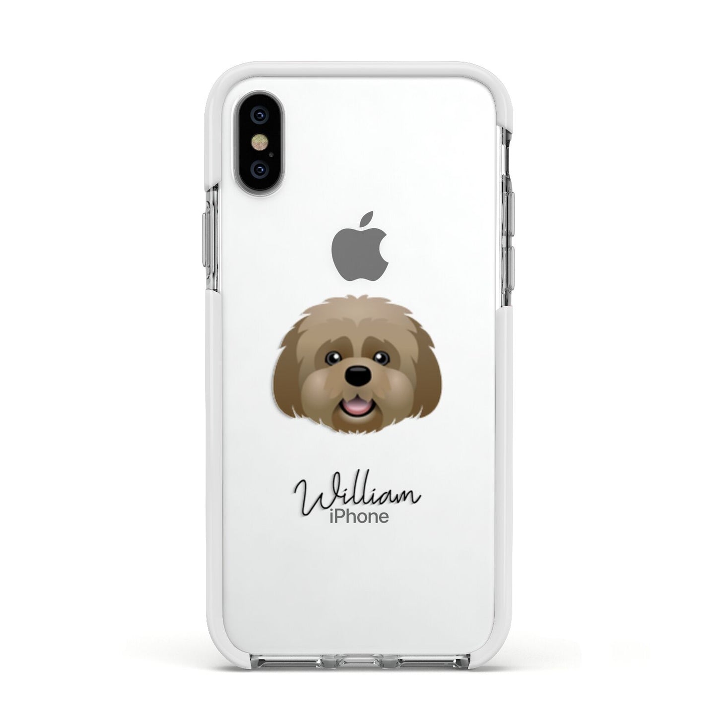 Lhatese Personalised Apple iPhone Xs Impact Case White Edge on Silver Phone