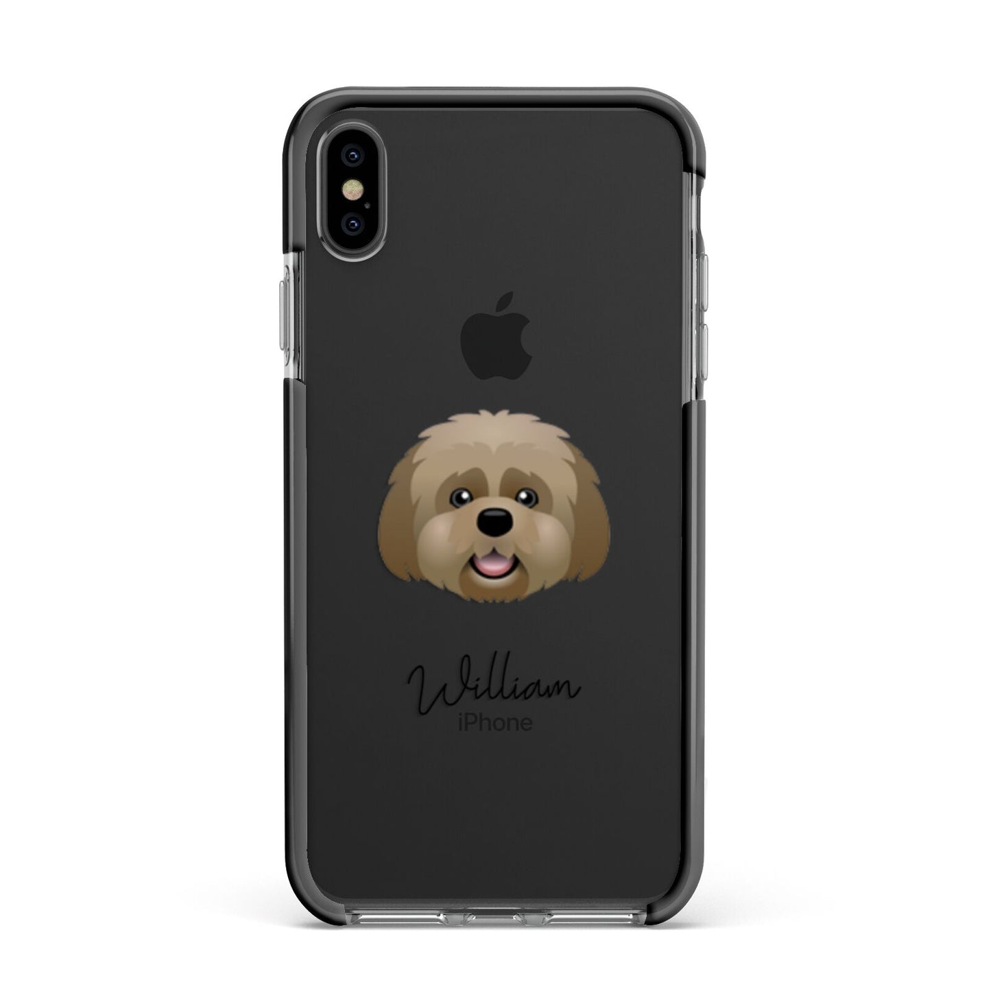Lhatese Personalised Apple iPhone Xs Max Impact Case Black Edge on Black Phone