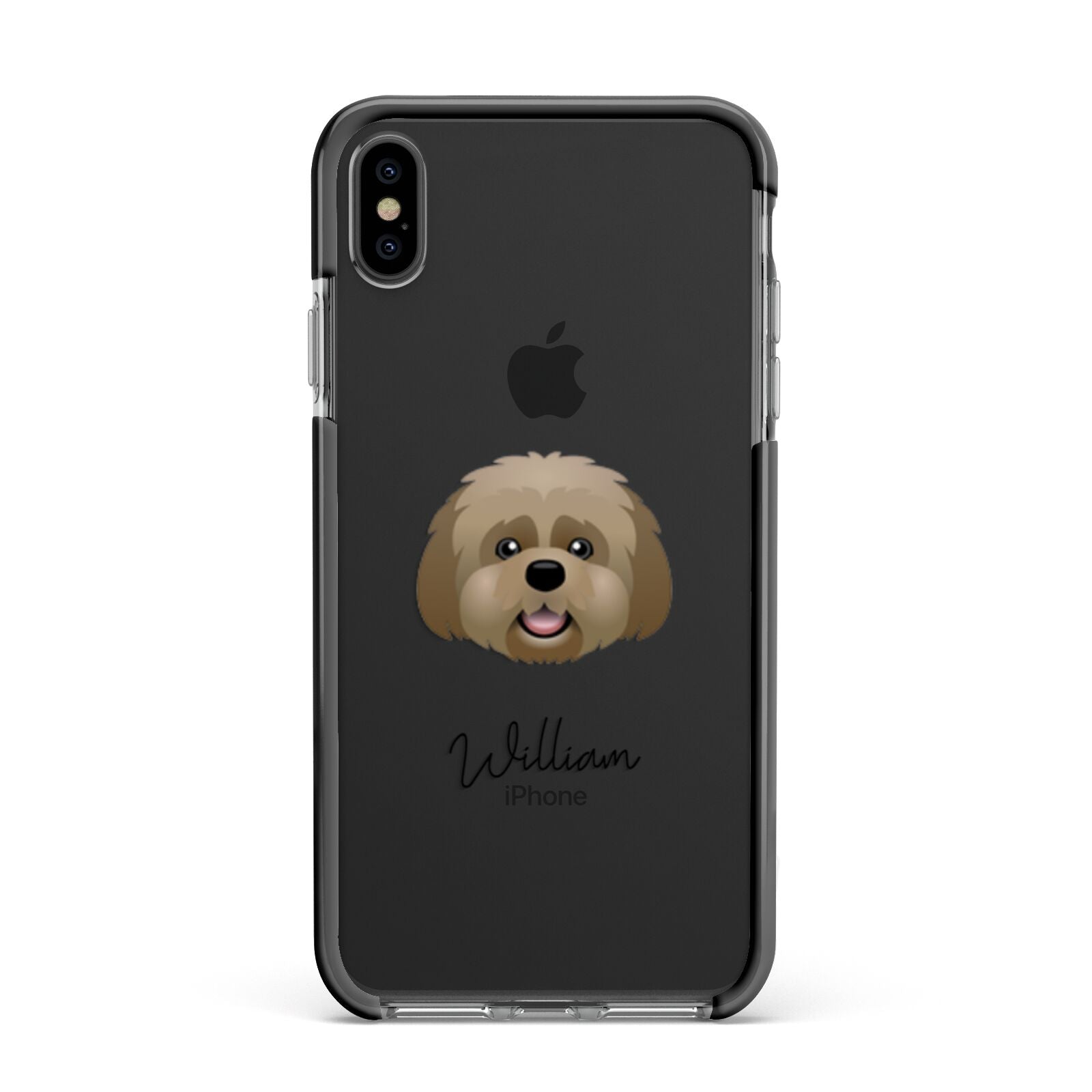 Lhatese Personalised Apple iPhone Xs Max Impact Case Black Edge on Black Phone