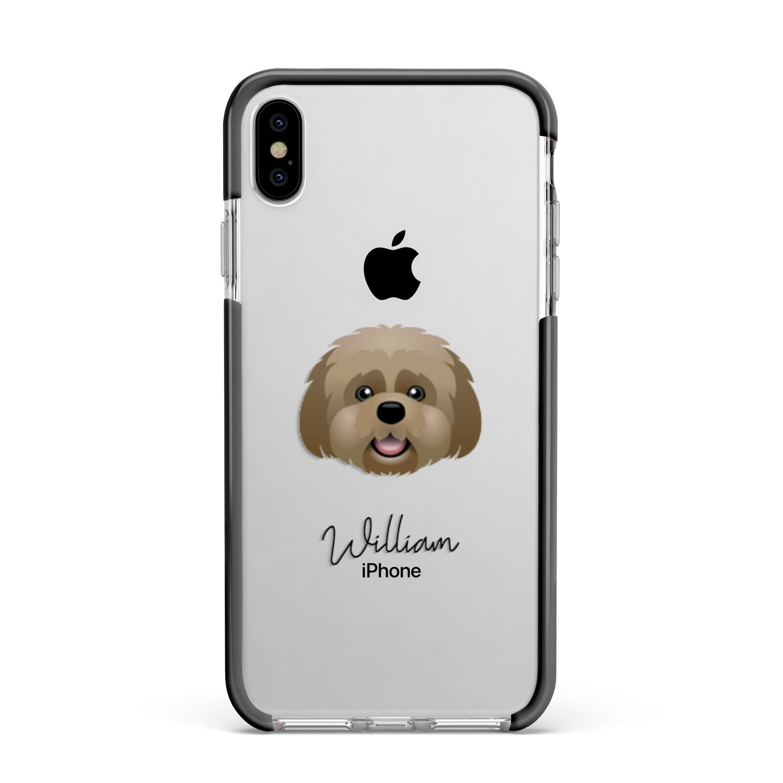 Lhatese Personalised Apple iPhone Xs Max Impact Case Black Edge on Silver Phone