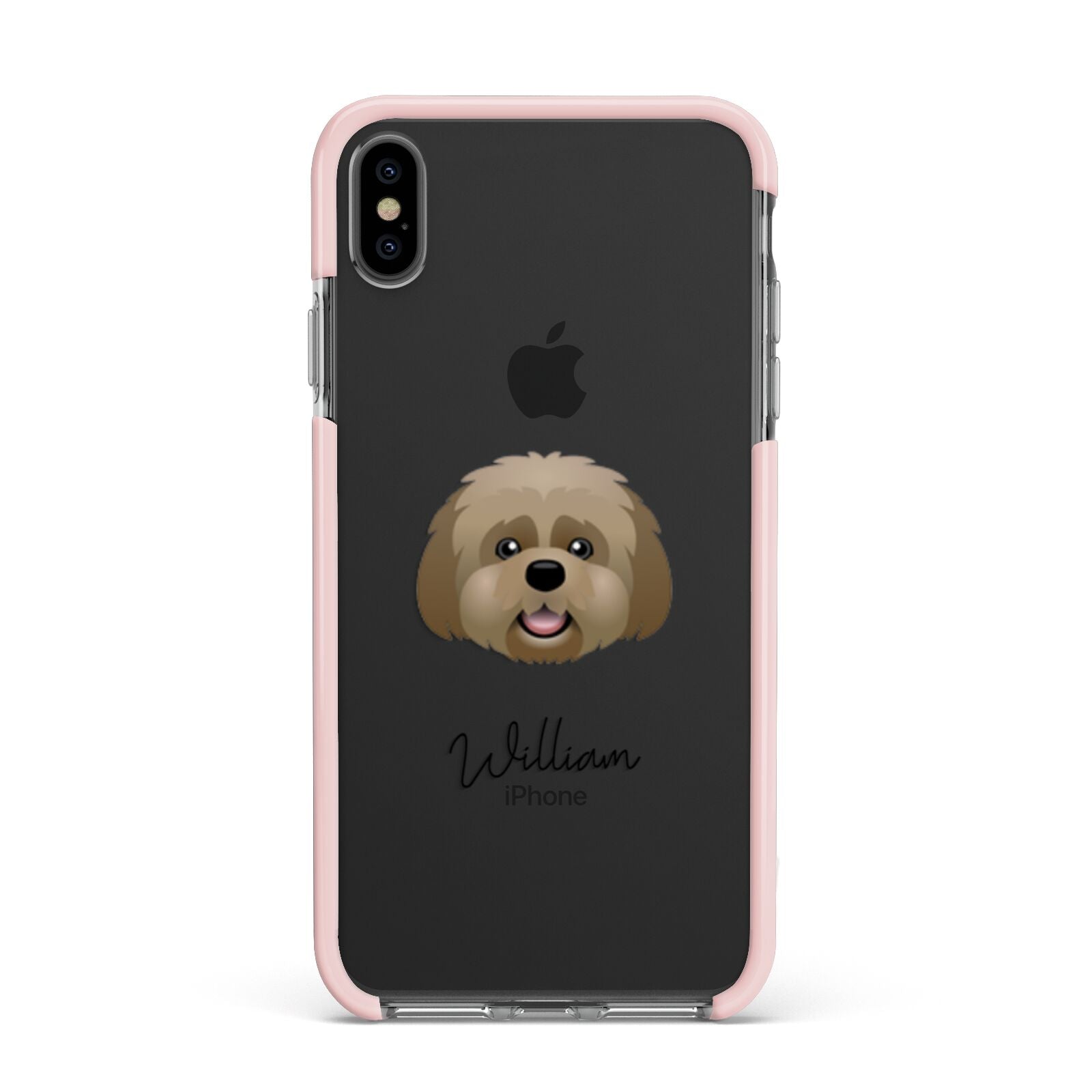 Lhatese Personalised Apple iPhone Xs Max Impact Case Pink Edge on Black Phone