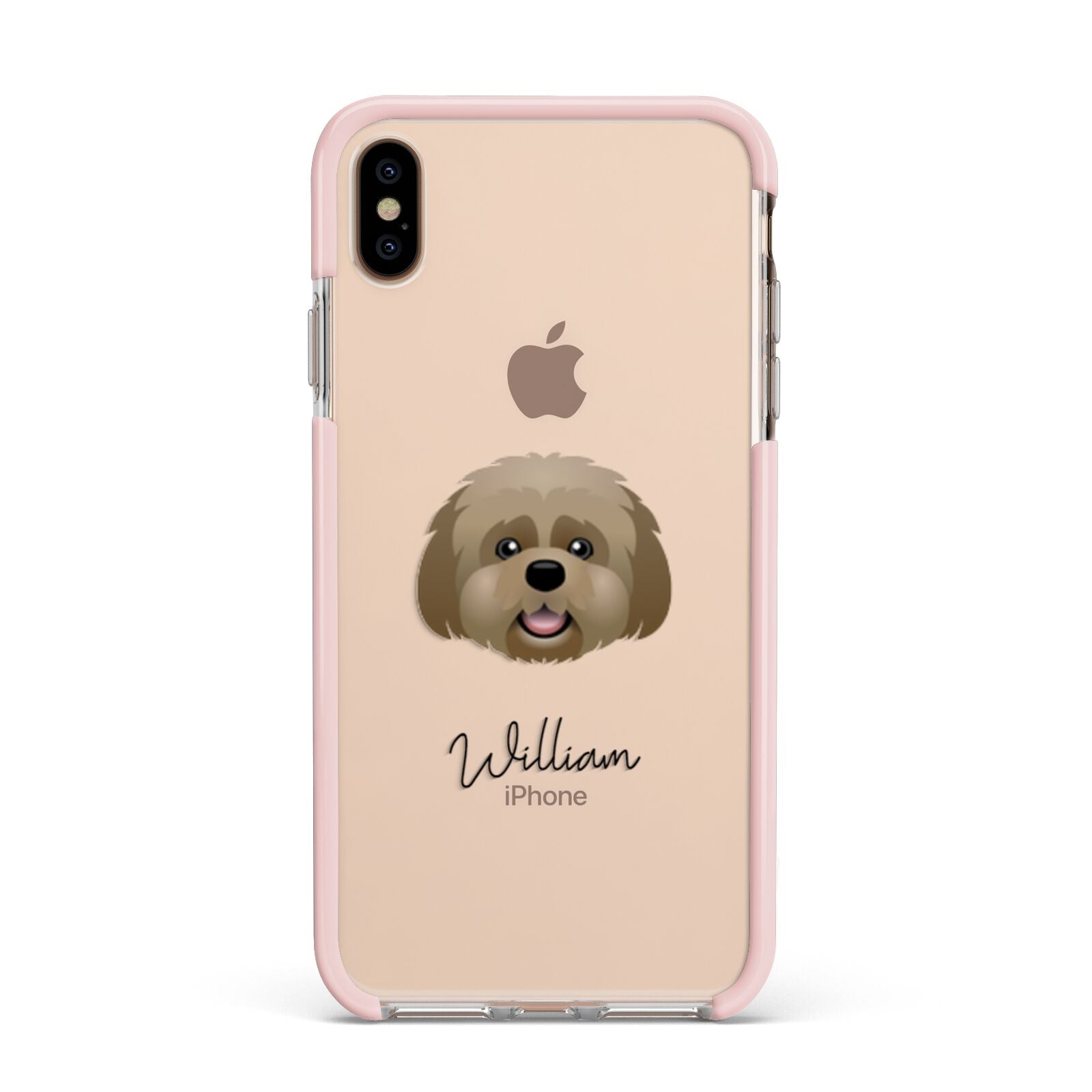 Lhatese Personalised Apple iPhone Xs Max Impact Case Pink Edge on Gold Phone