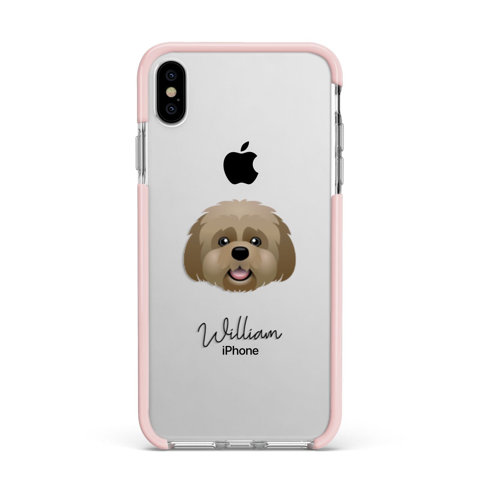 Lhatese Personalised Apple iPhone Xs Max Impact Case Pink Edge on Silver Phone