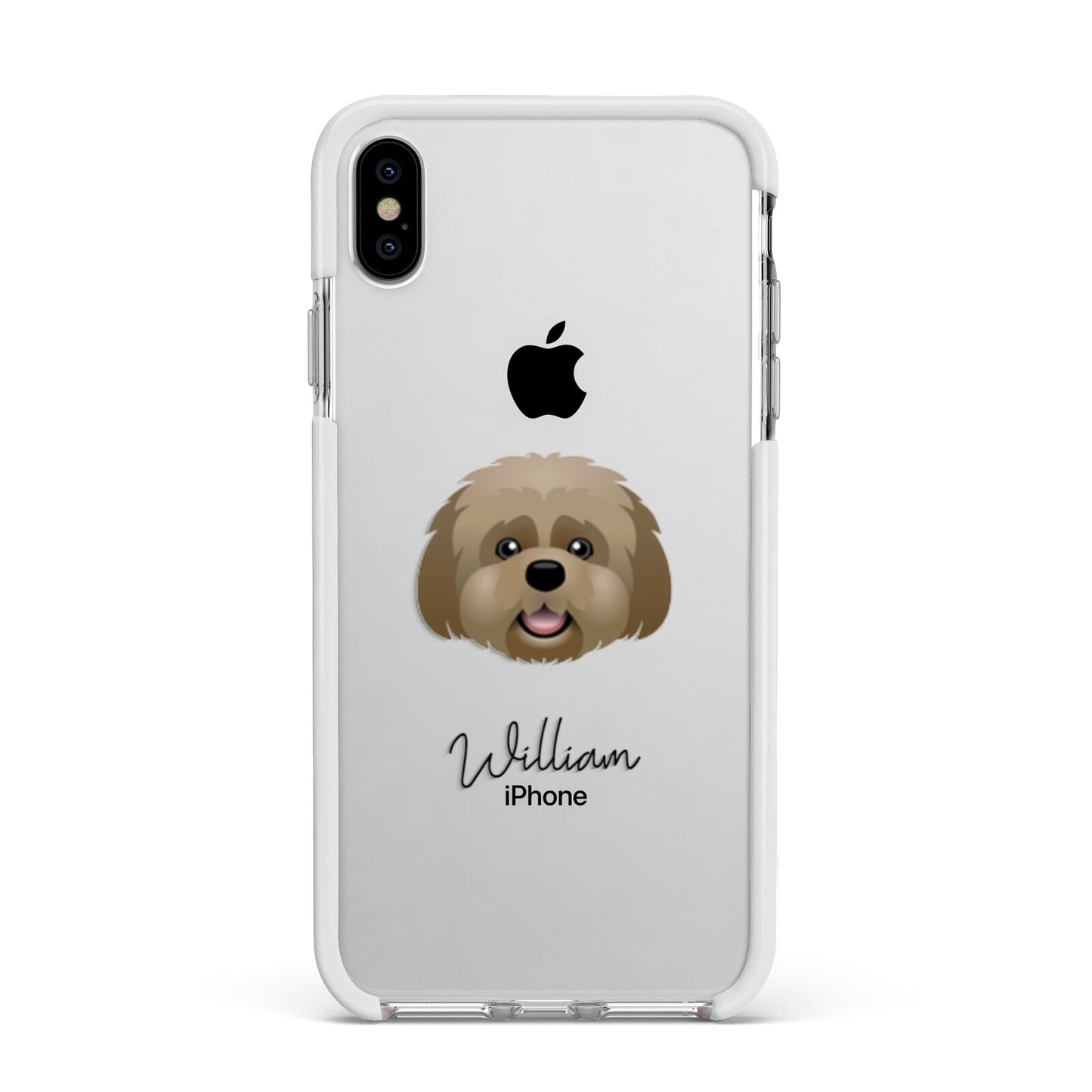 Lhatese Personalised Apple iPhone Xs Max Impact Case White Edge on Silver Phone