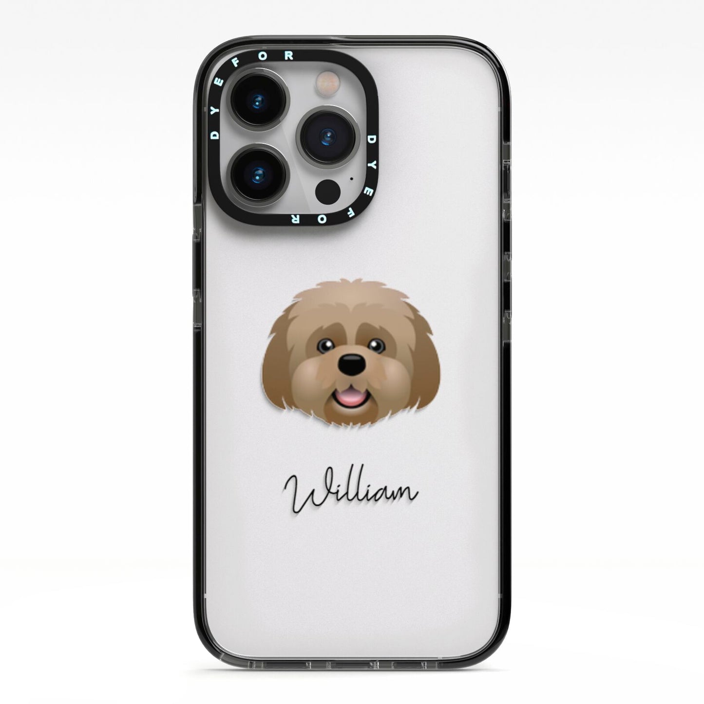 Lhatese Personalised iPhone 13 Pro Black Impact Case on Silver phone