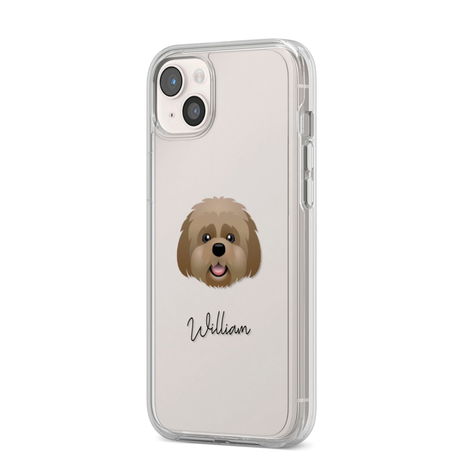 Lhatese Personalised iPhone 14 Plus Clear Tough Case Starlight Angled Image