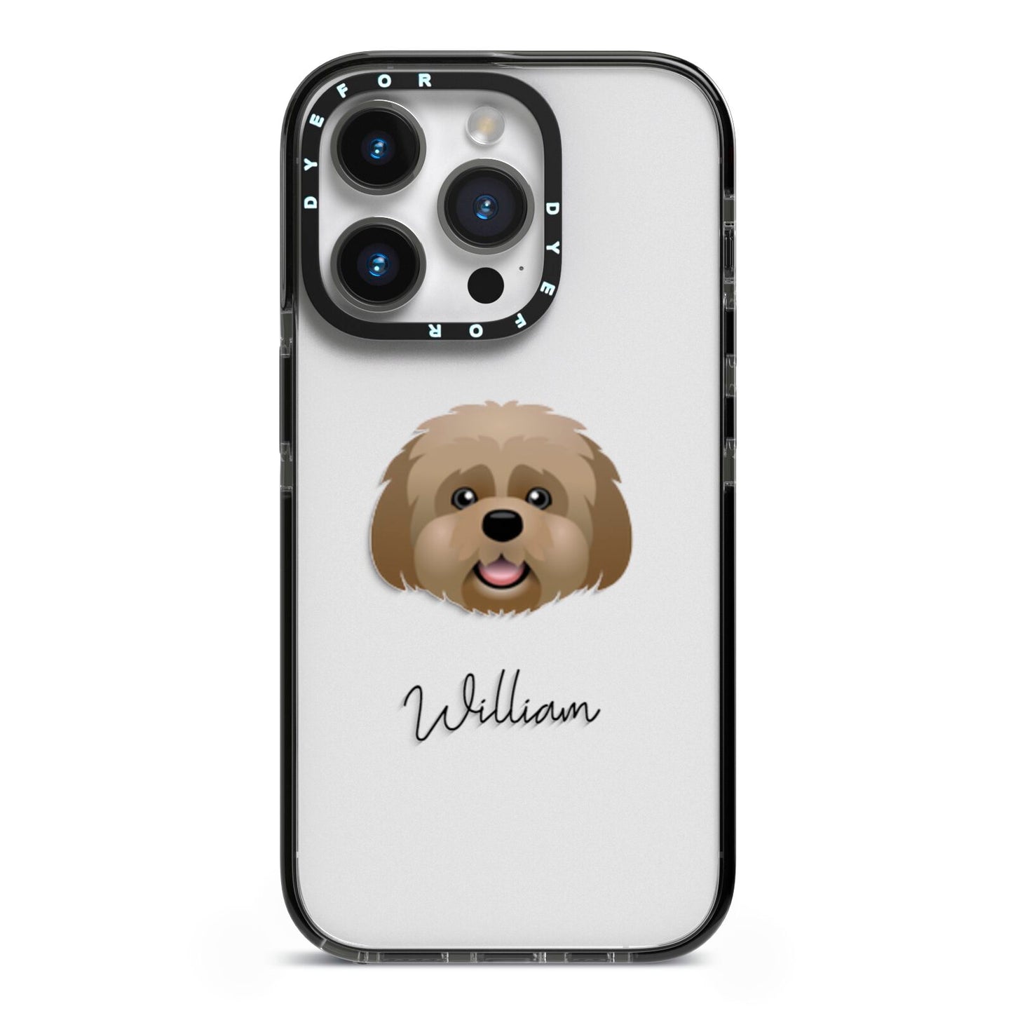 Lhatese Personalised iPhone 14 Pro Black Impact Case on Silver phone