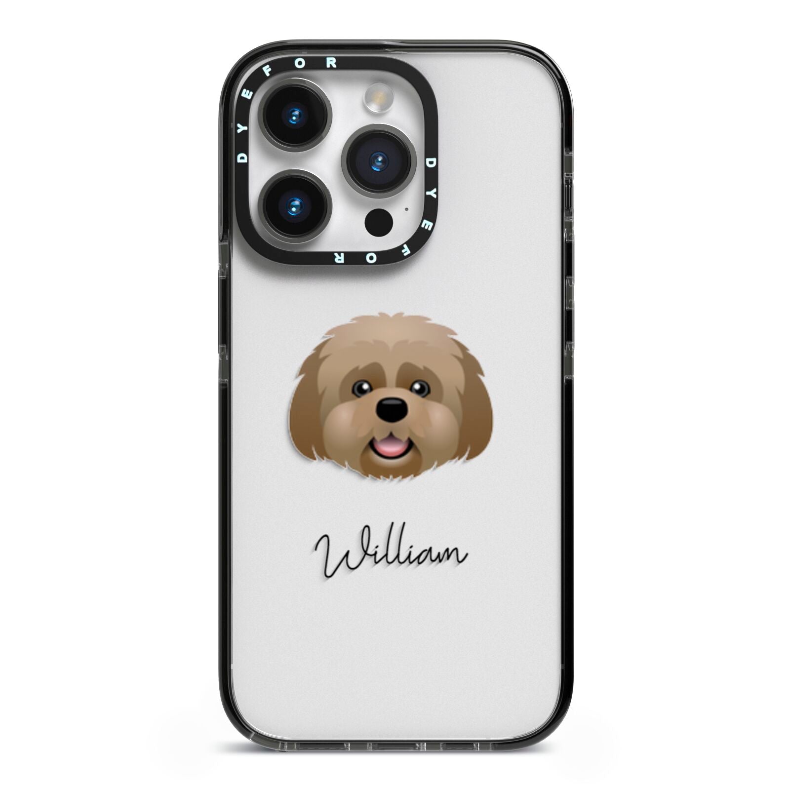 Lhatese Personalised iPhone 14 Pro Black Impact Case on Silver phone