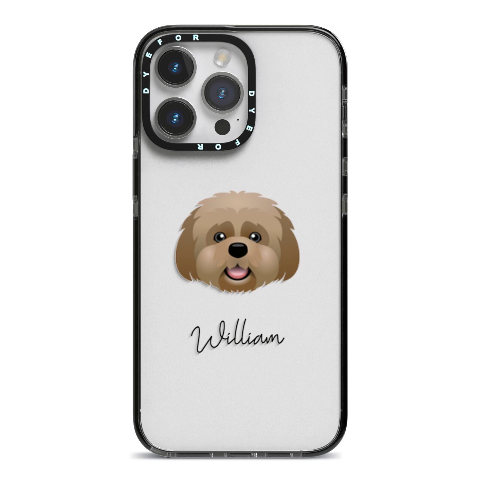 Lhatese Personalised iPhone 14 Pro Max Black Impact Case on Silver phone