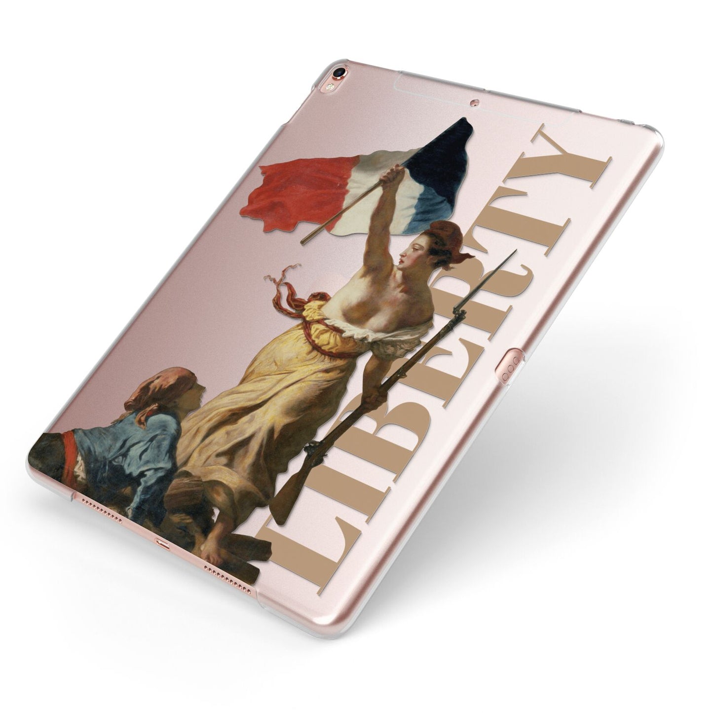 Liberty Apple iPad Case on Rose Gold iPad Side View