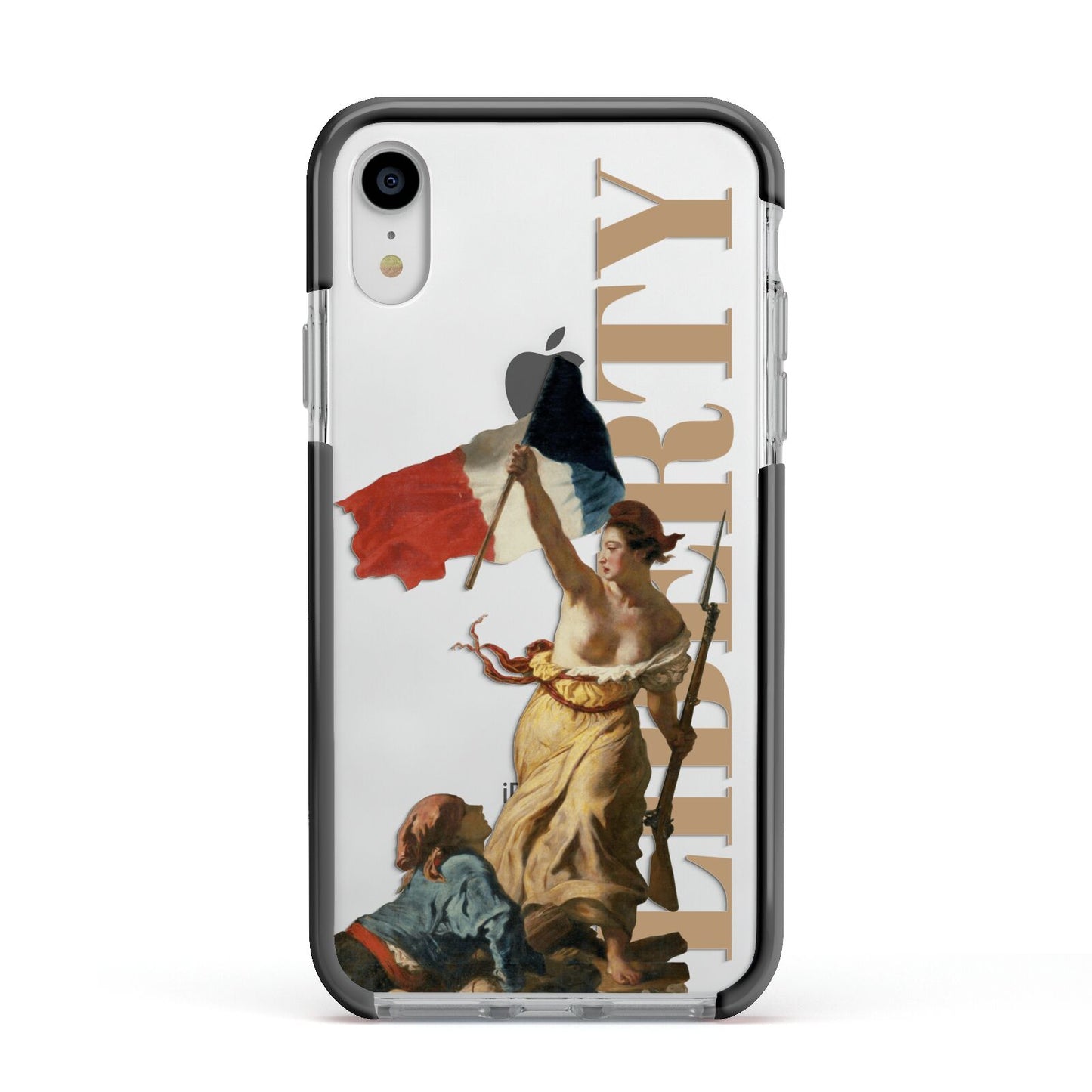 Liberty Apple iPhone XR Impact Case Black Edge on Silver Phone