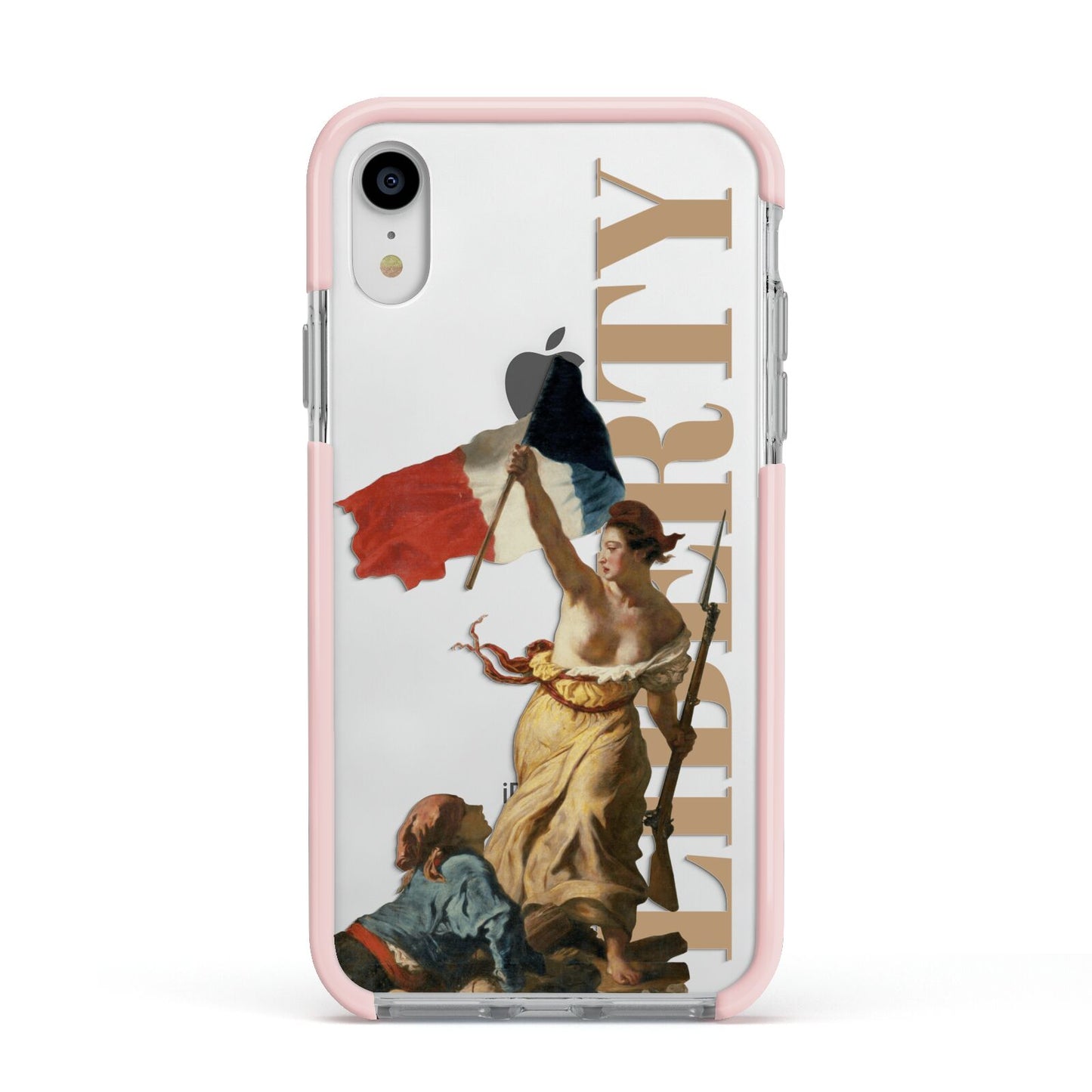 Liberty Apple iPhone XR Impact Case Pink Edge on Silver Phone