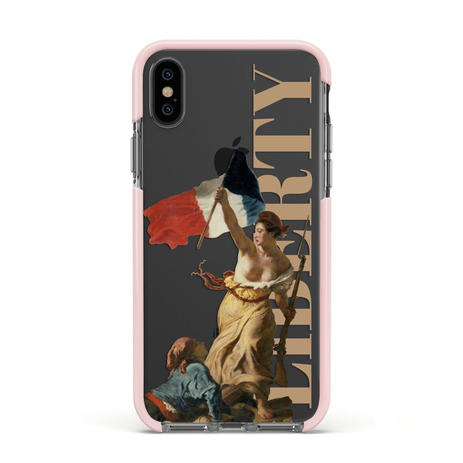 Liberty Apple iPhone Xs Impact Case Pink Edge on Black Phone