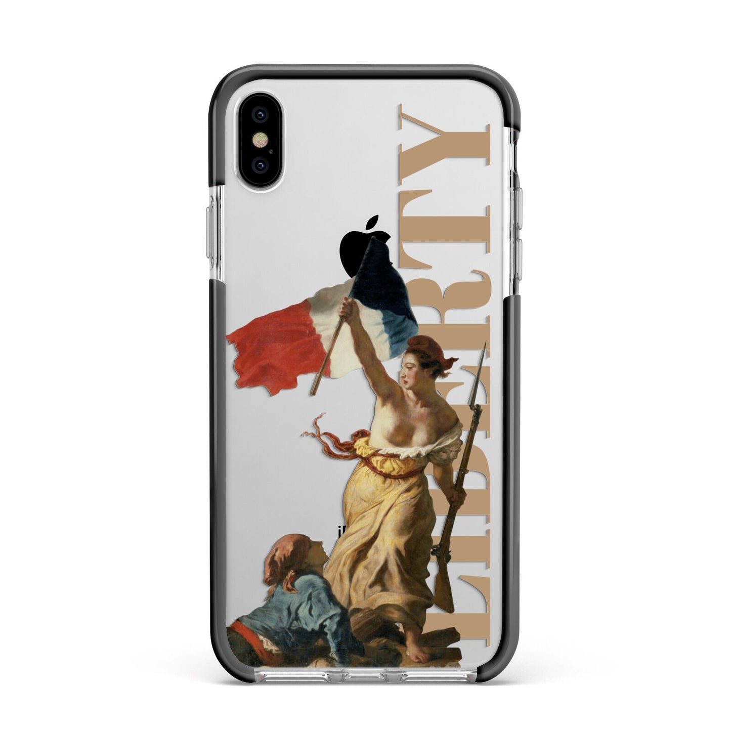 Liberty Apple iPhone Xs Max Impact Case Black Edge on Silver Phone