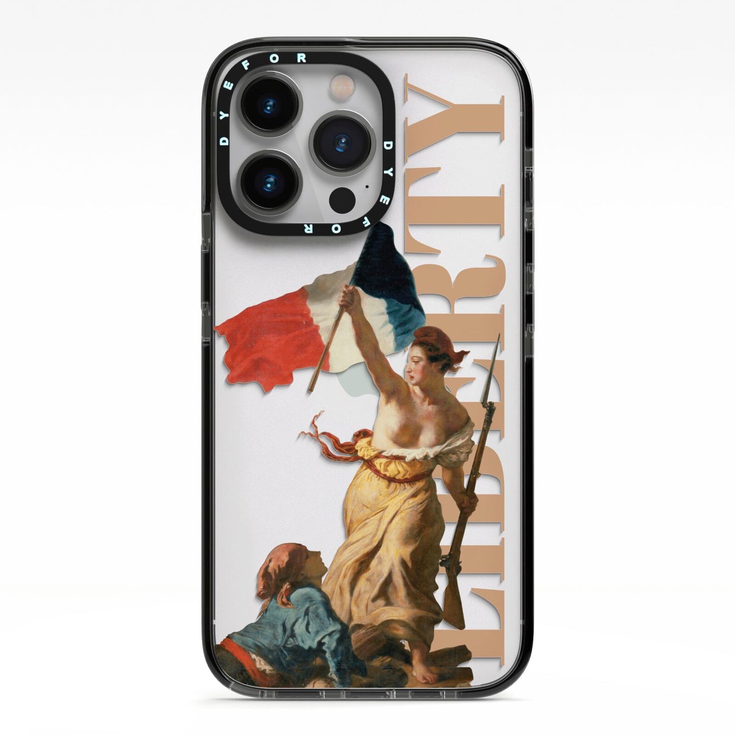 Liberty iPhone 13 Pro Black Impact Case on Silver phone