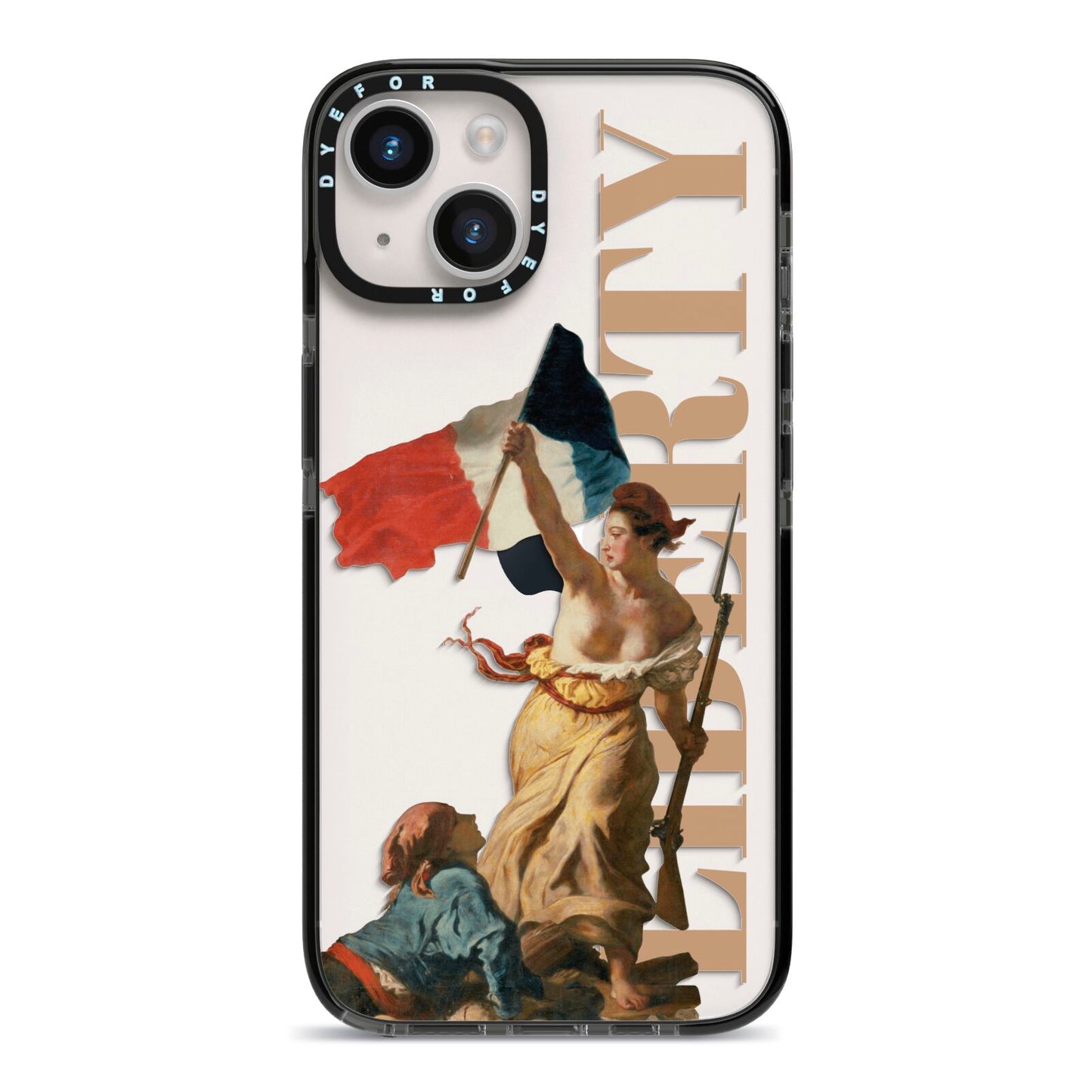 Liberty iPhone 14 Black Impact Case on Silver phone