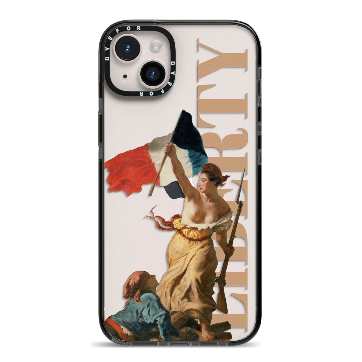 Liberty iPhone 14 Plus Black Impact Case on Silver phone