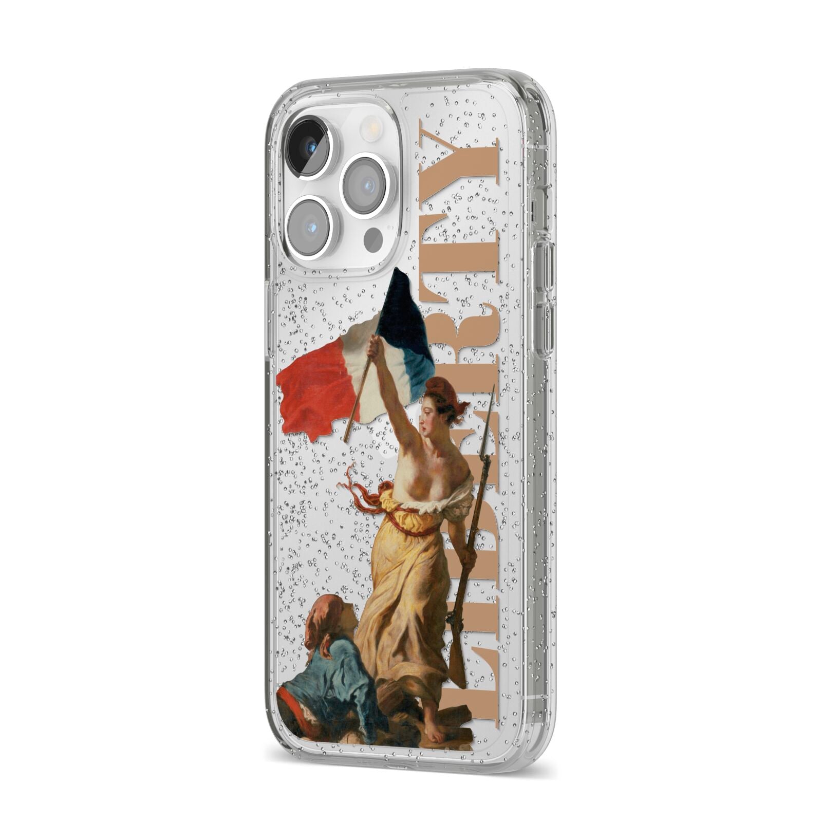 Liberty iPhone 14 Pro Max Glitter Tough Case Silver Angled Image