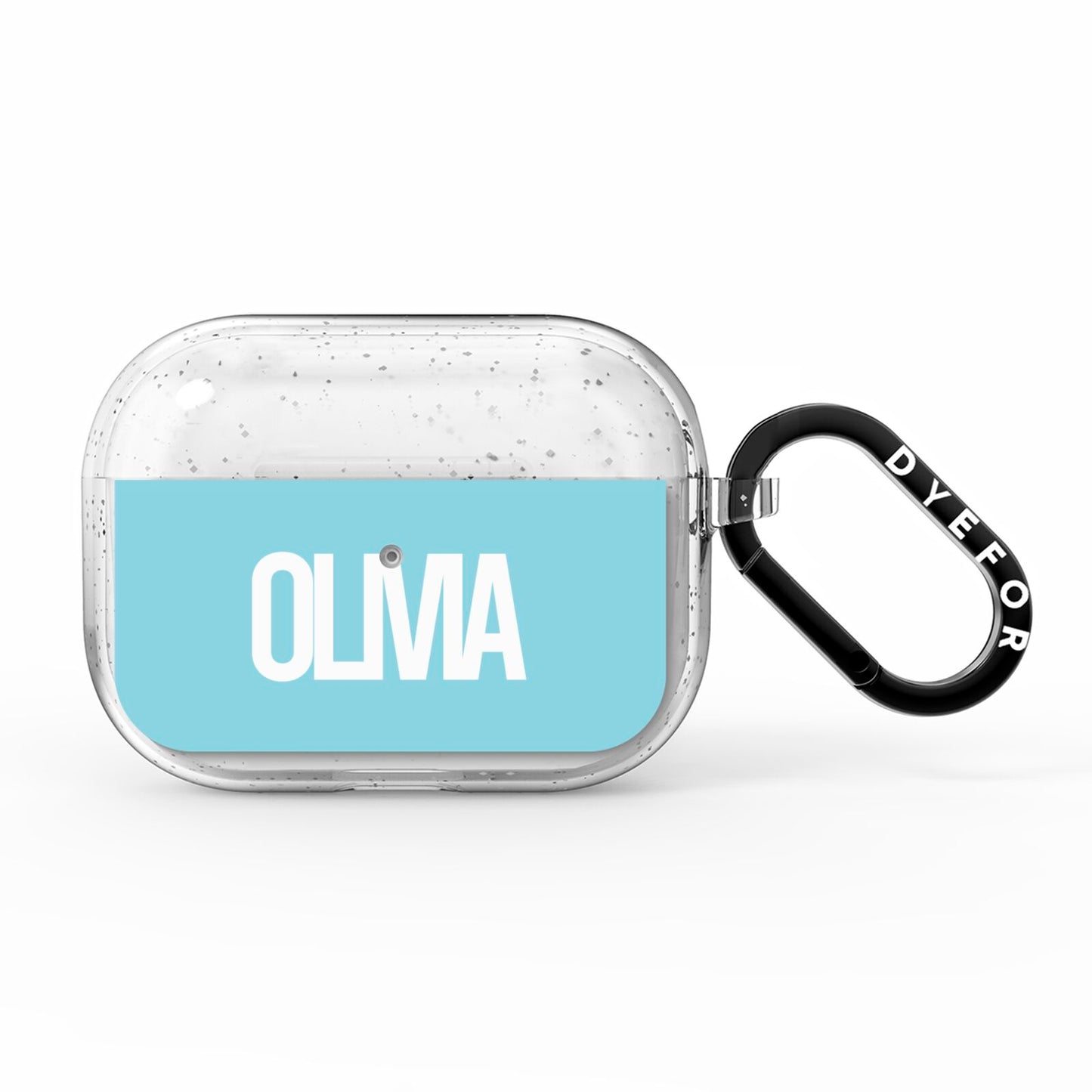Light Blue with Bold White Name AirPods Pro Glitter Case