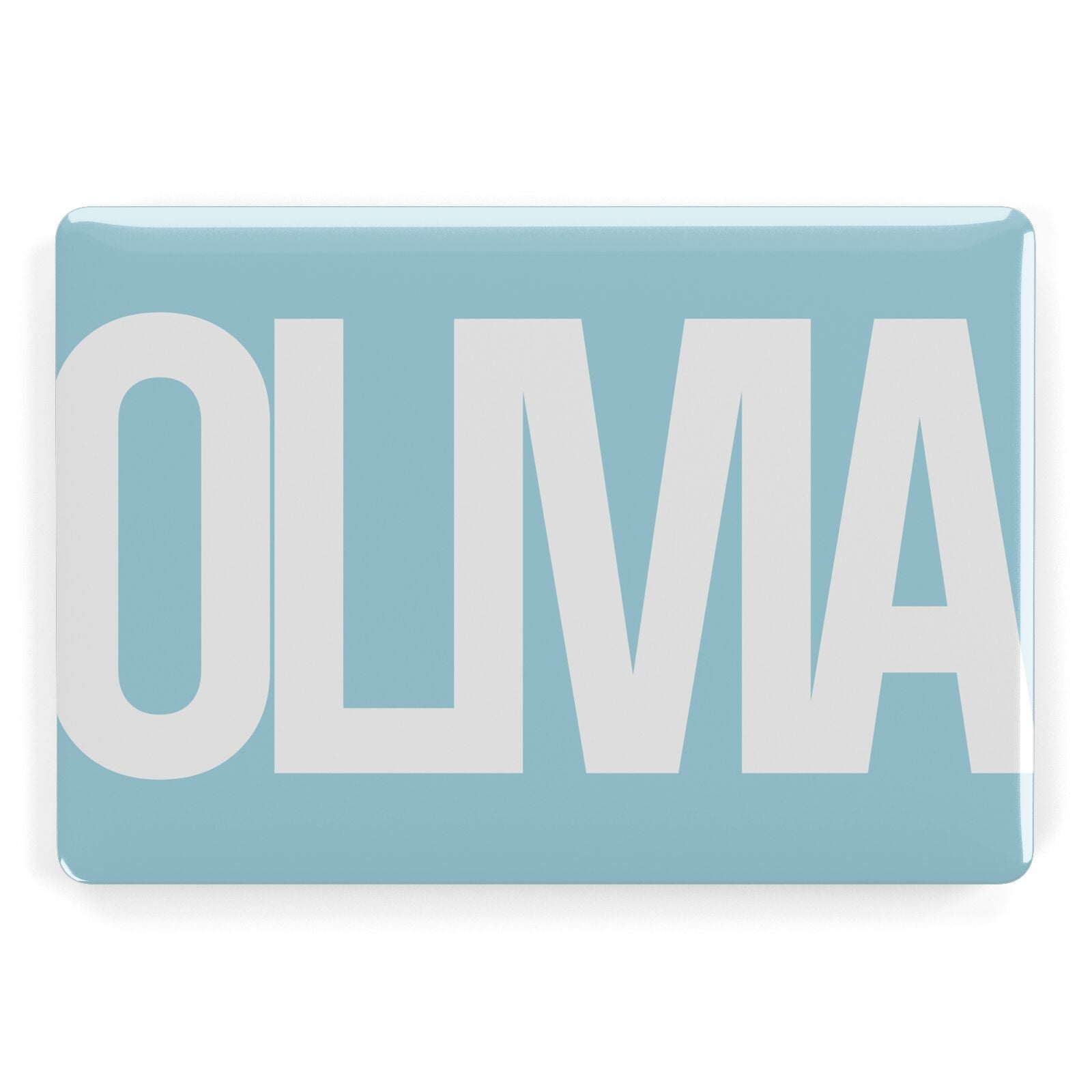 Light Blue with Bold White Name Apple MacBook Case