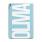Light Blue with Bold White Name Apple iPad Grey Case