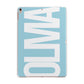 Light Blue with Bold White Name Apple iPad Rose Gold Case