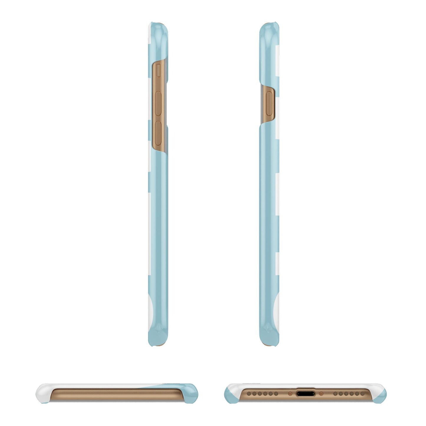 Light Blue with Bold White Name Apple iPhone 7 8 3D Wrap Snap Case Angled Images