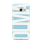 Light Blue with Bold White Name Samsung Galaxy A3 2017 Case on gold phone