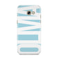 Light Blue with Bold White Name Samsung Galaxy A5 2017 Case on gold phone
