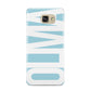 Light Blue with Bold White Name Samsung Galaxy A9 2016 Case on gold phone