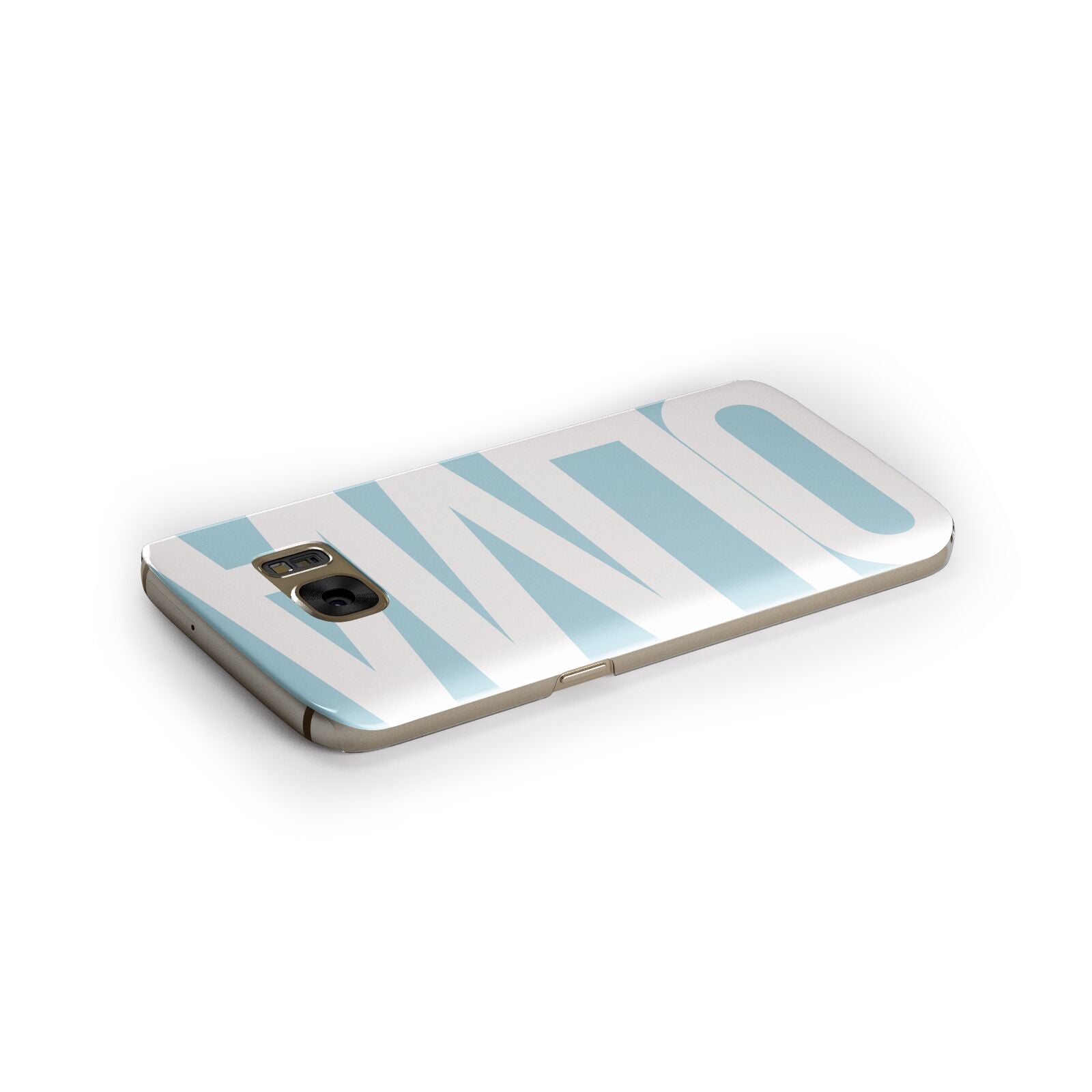 Light Blue with Bold White Name Samsung Galaxy Case Side Close Up