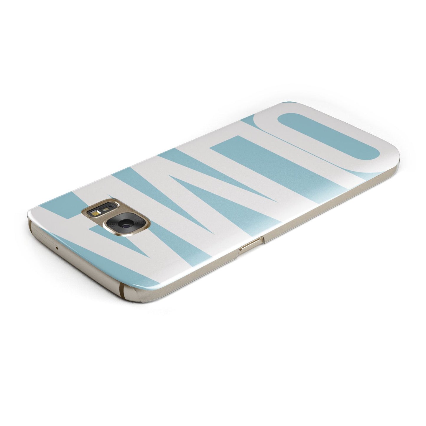 Light Blue with Bold White Name Samsung Galaxy Case Top Cutout