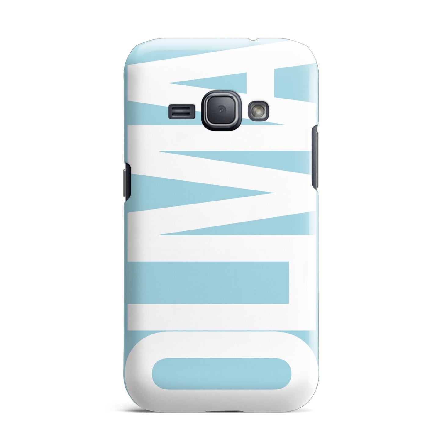 Light Blue with Bold White Name Samsung Galaxy J1 2016 Case