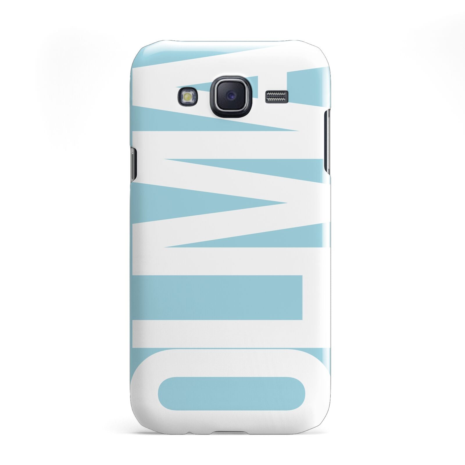 Light Blue with Bold White Name Samsung Galaxy J5 Case