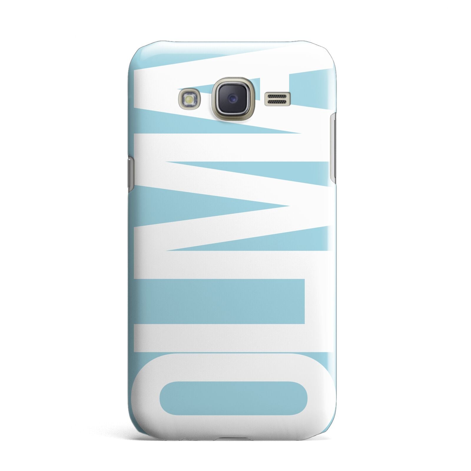 Light Blue with Bold White Name Samsung Galaxy J7 Case